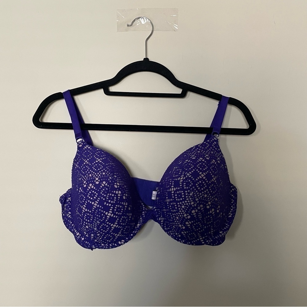 Victoria's Secret Purple and Nude Lace Lined Perfect Coverage Bra 36DD